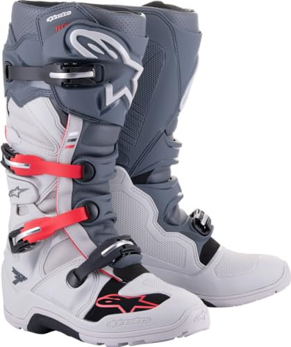 Alpinestars Stivali da uomo Tech 7 Enduro, Grigio chiaro Grigio scuro Rosso chiaro, 46