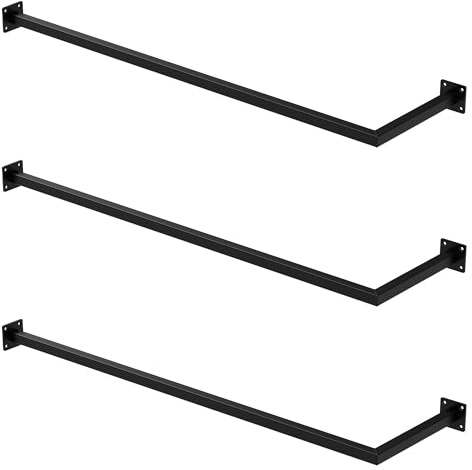 ML-Design 3er Set Kleiderstange Übereck für die Wand, T30cm x B110cm, Schwarz, aus Stahl, Garderobenstange L-Form, Kleiderständer Wandmontage, Kleidergestell Garderobenhalter, inkl. Montagematerial