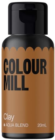 Colour Mill Aqua Blend Lebensmittelfarbe Wasserbasis, Clay, 20 ml | Hochkonzentriert, Flüssigkeit, Leuchtende Farben, zum Färben von Royal Icing, Macarons, Baiser, Fondant, Gelees und Getränken