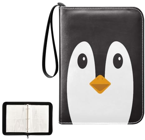 Quteprint 4 Pocket Card Binder, Cute Penguin Animal Trading Card Holder fits 400 Cards with 50 Removable Sleeves, 3 Ring Binder Card Albums Folders for Collectible Game Sports Cards Photos