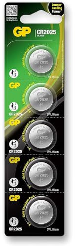 AMK® GP CR2025 3V Lithium Coin Cell Battery 5 Pack 2025 DL2025 Car Key Toy Remote Kitchen Scales