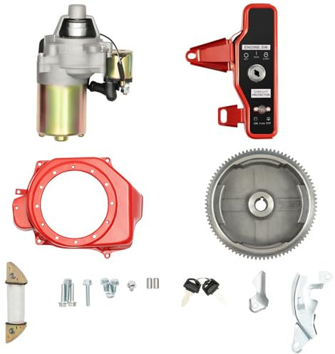Awolsrgiop Kit di Avviamento Elettrico per Honda GX160 5,5 CV GX200 6,5 CV - Volano Starter Motore, Interruttore a Chiave per Motori e Generatori Con Magnete di Avviamento