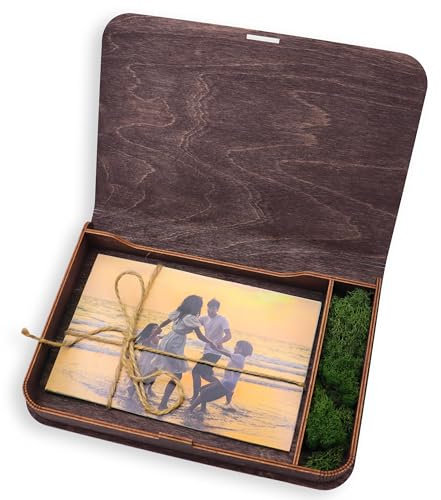 woodmanucom Foto Aufbewahrungsbox mit Deckel Gravur, Holzkiste Fotokiste, Holzbox Geschenkbox, Box für Fotos, Fotoalbum-Box Aufbewahrungsbox Holz Personalisiert (15x23, Palisander)