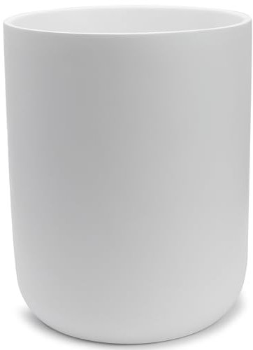 YEW DESIGN Matte White Round Compact Trash Can Mini, 2 Gallons / 7.5L Garbage Bin, Tiny Wastebasket for Bathrooms, Office, Under Desk, Bedroom, Laundry Room, Kitchen, Kids Room, and Dorm