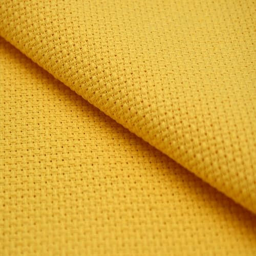 Aida-stoff Virginia Tex Kreuzstich Stickerei COUNT 11, Aida Stoff 100 cm x 150 cm 100% Baumwolle, hochwertiger Stoff zum Sticken und kreativen Handarbeiten (Gelb)