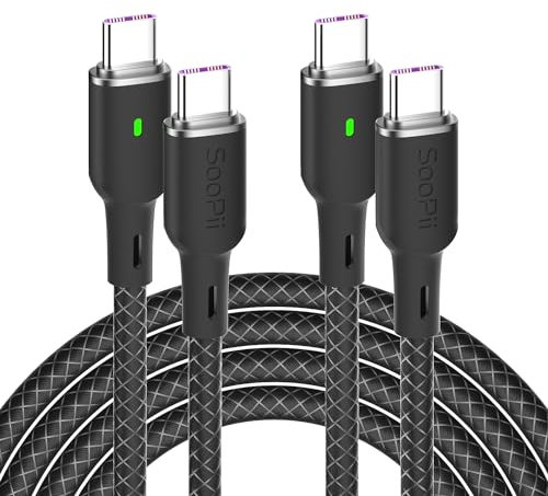 SooPii USB C zu USB C Kabel, PD 100W 5A USB C Ladekabel mit LED Anzeige[1.2m, 2Pack], Schnellladekabel Typ C für lphone 15/15 Pro/Plus/Pro Max,lPad Air/Pro,Macbook Pro,Galaxy …