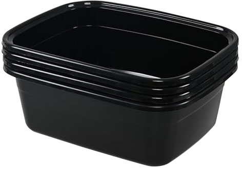 Wakikini Kunststoff-Waschbecken, rechteckig, Kunststoff, Schwarz, 4 Packungen