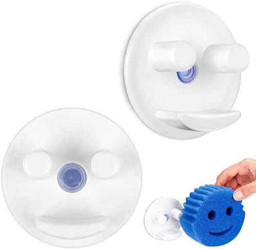 Byffoer 2 Stück Schwammhalter Küche,Smiley Schwammhalter Putzschwamm Smiley mit Saugnäpfen Installation des Saugnapfs für Waschbecken Schwamm-Organizer für die Küche,Schwämme Nicht inbegriffen