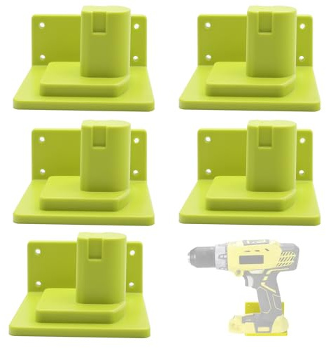 5 Stück Wandhalterung Werkzeughalter Kompatibel mit Ryobi 18V Akku Werkzeug, Dock Halter Lagerregal Organizer Aufhänger mit Schrauben