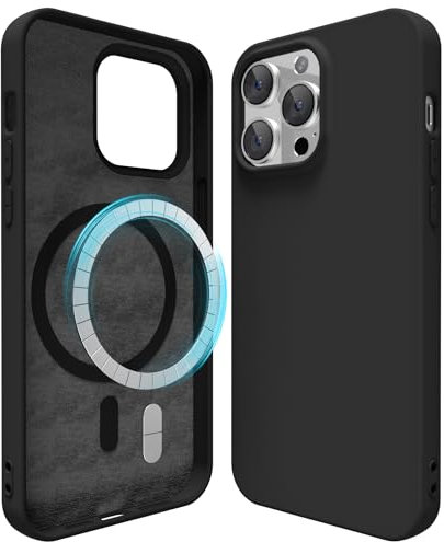 oakxco Silicone Case for iPhone 13 Pro Max Compatible with Magsafe Magnetic Wireless Charging, Slim Thin Soft Rubber Gel with Magnet, Matte TPU Mag Cover for Women Men, Black