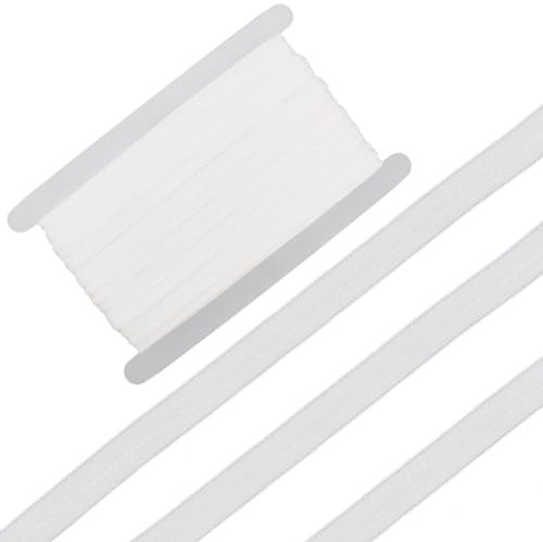 GORGECRAFT 20 Yards Silicone Gripper Tape 10mm Wide Non-Slip Flat Elastic Band Ribbon Stretch Webbing Roll Spool with 3.5mm Rubber Sewing Strap Belt for DIY Crafts Underwear Headband Garments White