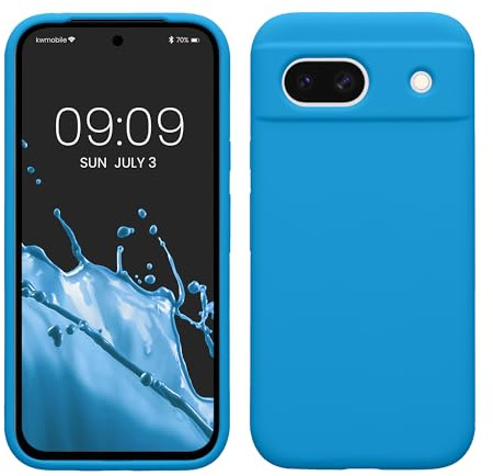 kwmobile Handyhülle für Google Pixel 8a Hülle, für Pixel 8a Case - Hülle Silikon - kabelloses Laden - Strahlend Blau