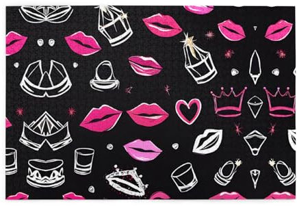 Crown and Lips Printed Picture Personalized Wooden Puzzle 1000 Piece,Interesting Jigsaw Puzzles for Adults and Families Kids, Landscape Animal Puzzle