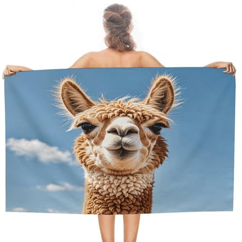 QWNMD Strandtuch, Alpaka, Lama, bedruckt, Badetuch, Erwachsene, Strandtuch für Strand, Bad, Reisen, Schwimmen, Pool, Yoga, Hotel, Partys, Gäste, perfekt für den täglichen Gebrauch