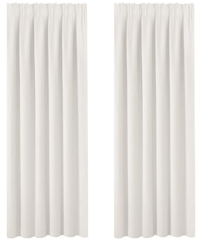 BellaHills Room Darking Curtains Pencil Pleat Bedroom Curtain Panel for Privacy Protected Thermal Insulated Window Treatment for Living Room 2 Panels, 90 x 72 Inch, Ivory