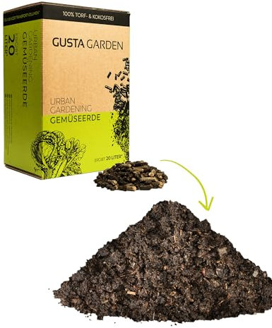 Urban Gardening, terriccio vegetale e terriccio di pomodoro con fertilizzante a lungo termine, terriccio pellettato, senza torba e cocco, confezione senza plastica, alternativa al terriccio di cocco,