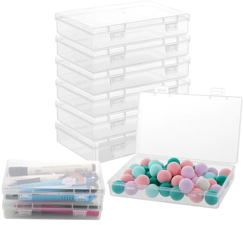 YAYODS 8 Stück 15 x 10 x 3 cm Plastikbox mit Deckel Klein - Sortierbox Box Transparent - Bastel Organizer - Fotoaufbewahrungsbox Aufbewahrungsbox Flach Stapelbar - Box mit Deckel Kunststoff
