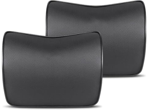 Bqieai 2PCS Auto Leder Kopfstütze Nackenkissen stütze, Für Mercedes-Benz E-Class W212 2008-2013 Halswirbelsäule Schutz Kissen Bequemes Atmungsaktives Zubehör,A/Black-2PCS