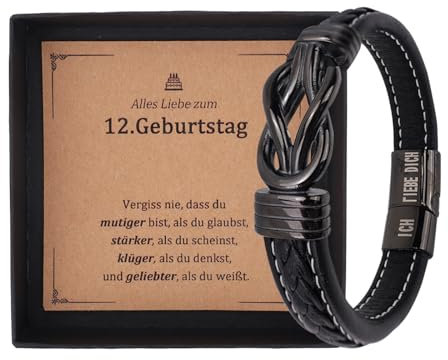 Geburtstagsgeschenk Junge, Armband Teenager Mit Text, Geschenk Geburtstag, Lederarmband Für Jungen (12. Geburtstag)