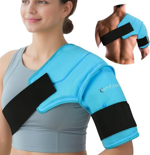 Comfytemp Bolsa de Hielo para Hombro, 3D Bolsa de Hielo Reutilizable, Terapia de Calor y Frío para Alivio del Dolor del Hombro, Tendinitis, Bursitis, Ajuste el Hombro Izquierdo y Derecho(S/M)