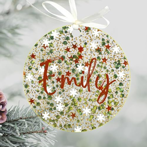 Uniqicon 12 Stück Runde Pailletten Baumschmuck Weihnachten, Anhänger Weihnachten, DIY Christbaumkugeln, Acrylplatte Für Strumpf-Namensschilder, Geschenkanhänger, Party Hängend Dekoration