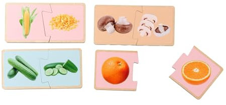 Eichhorn – Montessori – Puzzle zum Erlernen der Obst- & Gemüsesorten, finde das richtige Gegenstück, 17 realitätsnahe Abbildungen auf 34 Teilen, aus 100%FSC zertifiziertem Lindensperrholz, ab 2 Jahren