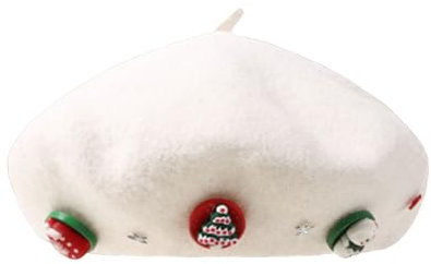 Amxleh Baskenmütze Weihnachten Hut Wollbaskenmütze Baskenmützen Schleife Wollmütze Süße Handgefertigte Französische Baskenmütze für Halloween Weihnachten Damen Niedliche Süße Schneemann Hut