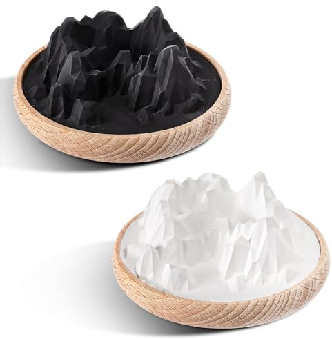 Maxdot 2 Pcs Mountain Passive Stone Diffuser Black and White Non Electric Aroma Diffuser Scent Essential Oil Diffuser Wooden Aromatherapy Environmentally Friendly for Serene Atmosphere Car Room Decor