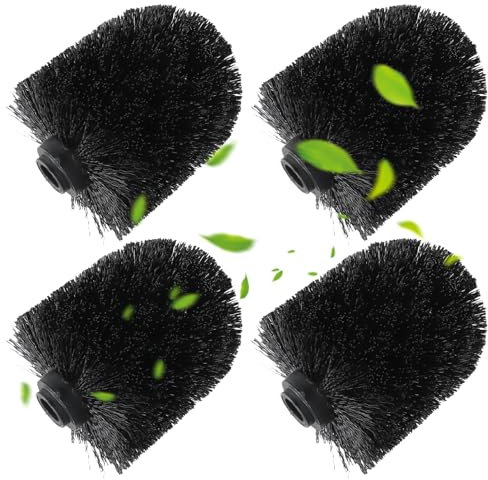 Toilet Brush Replacement Heads, 4 Pcs Black Disposable Screw-On Set, Durable Plastic for Bathroom Cleaning