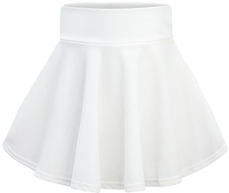 KAKU NANAU Jupes et Jupes-Shorts Fille 9-14 Ans Courte Jupe Plissée Haute Taille Élastique Noir Blanche Rouge Rose