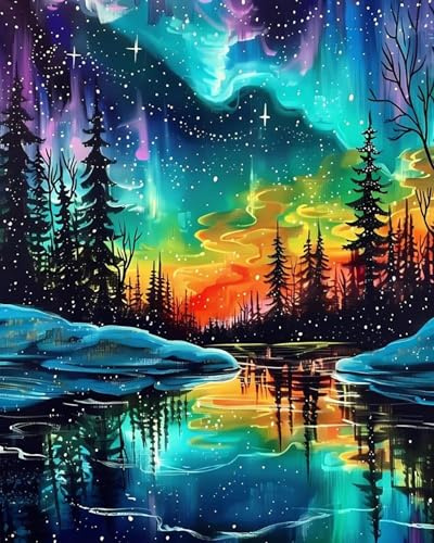 FLAJZ Malen Nach Zahlen Erwachsene, DIY Handgemalt Ölgemälde Set für Anfänger und Erwachsene, Malen Nach Zahlen Landschaft mit 3 Pinseln und Acrylfarbe zur Heimdekoration, Ohne Rahmen (40×50cm)