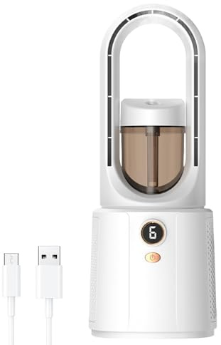 Wezalget Bladeless Fan - Portable Fans That Blow Cold Air,Air Cooler Quiet Cool Gadgets 6 Speeds Humidifier for Office Travel Home Kitchen Apartment Camping Women Men