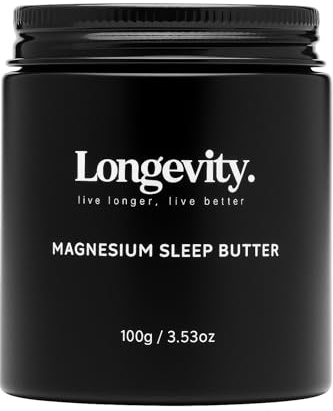 Longevity Magnesium Sleep Butter for Sleep, 100g | With Lavender & Chamomile Essential Oils, Non-Greasy, Fast-Absorbing, High Strength Topical Magnesium Cream for Sleep