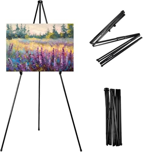 160CM Höhenverstellbares Staffelei-Stativ aus Metall | Falibar & Tragbar mit Tragetasche | Max. 7kg Belastung | Für Bilder, Leinwände, Poster | Ideal für Atelier, Café, Hochzeit