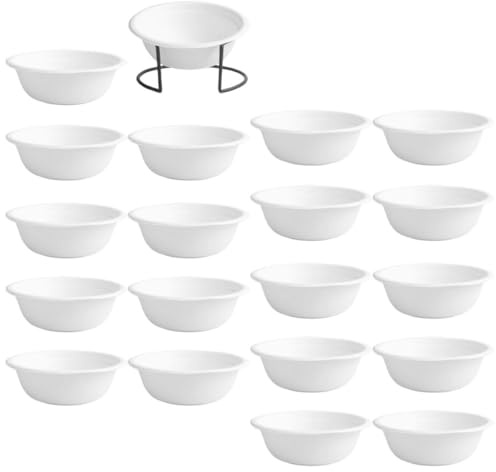 BESPORTBLE Lot de 20 Set de Gamelles Jetables en Papier pour Chats et Chiens, Bol Multifonction pour Nourriture et Eau, Support Noir Ouvert Inclus, pour Voyage et Usage Quotidien