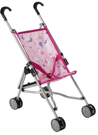 Bayer Chic 2000 - Buggy pour poupée Funny, Poussette pour poupée, Mini-Buggy, Licorne Rose, Rose