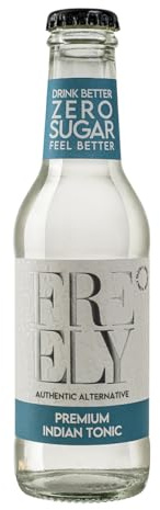 Freely Premium Indian Tonic Water, Acqua Tonica Zero Zuccheri per Gin Tonic, Ideale per Cocktail e Aperitivi, Confezione da 24 bottiglie da 200ml