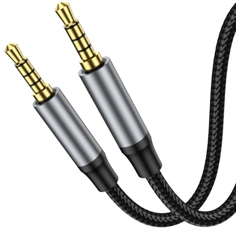 KAYQINHO 1M langes 3,5-mm-Audiokabel, 4-poliges Hi-Fi-Stereo-3,5-mm-Aux-Kabel, TRRS-Stecker-zu-Stecker-Aux-Kabel für iPad, Tablets, Auto- und Heim-Stereoanlagen, Kopfhörer und Lautsprecher.