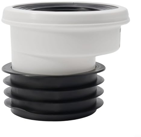 Ugello di scarico in PVC con guarnizione in gomma per installazione WC, design dritto o eccentrico con opzioni di offset 0 cm, 2 cm, 5 cm o 10 cm, bianco (B)