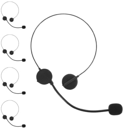Cuffie Microfoni Simulati Nere 5 Pezzi in Plastica | Prop Realistico per Cosplay e Recitazione, Leggero, per Mascherate e Halloween