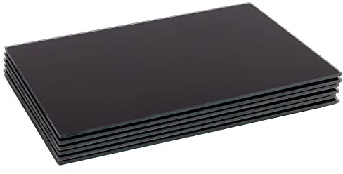 Harbour Housewares Ensemble de 6 Sets de Table en Verre. Sets de Table pour la Table à Manger - Noir - 400 x 300 mm