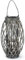 Large Grey Wash Willow Candle Lantern Rope Handle Glass Jar 49cm Tall