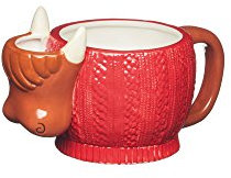 KitchenCraft Painted Ceramic Novelty Highland Cow Mug with Tea Bag Holder, 500 ml (17.5 fl oz) - Brown / Red