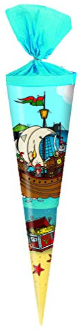 Schultüte / Zuckertüte / Länge: 35cm / rund / Piraten