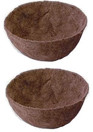 Set Of 2 Natural Coco Hanging Basket Liners Cupped Shaped Coco Liner For 16 Inch Basket