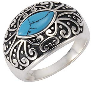 Zeeme Gemstones Damen Ring 925/- Sterling Silber Glänzend Türkis weiß 274270081
