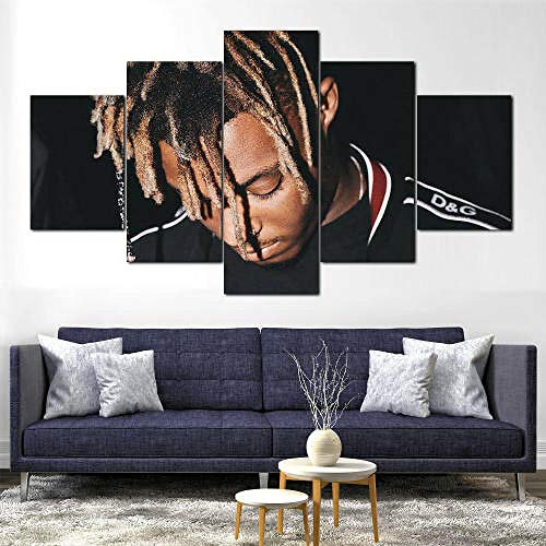 BAEPAYF Leinwanddrucke-Breite:150Cm,Höhe:80Cm|Moderne Dekoration Leinwand Poster 5 Stück Wandkunst Juice Wrld Rapper 5 teilige Wandbilder Bild Schlafzimmer