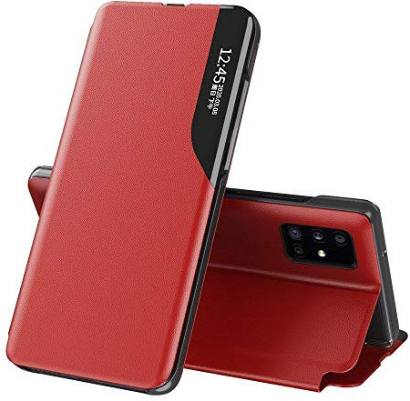 COFI 1453 Eco Leather View Case Buch Tasche Leder Handyhülle Schutzhülle aufklappbare Hülle Standfunktion kompatibel mit Samsung Galaxy Note 10 Plus (N975F) Rot