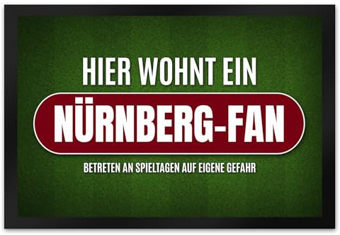 trendaffe - Hier wohnt EIN Nürnberg-Fan Fußmatte XL mit Rasen Motiv