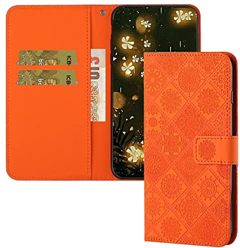 QIWEIQINGWH Kompatibel mit Xiaomi Mi Note 10 Lite Hülle Leder, Klapphülle HandyHüllen Handytasche Case für Xiaomi Mi Note 10 Lite, Flip Case für Xiaomi Mi Note 10 Lite Orange XCH